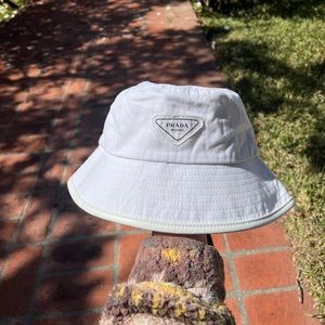 White Prada Bucket Hat